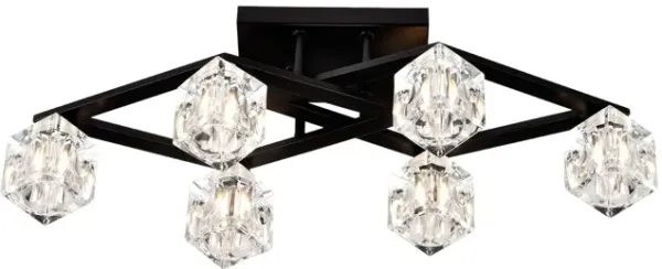 6 Light Crystal Ceiling Light For Dining Room, Modern Ceiling Lamp With Light Fixture For Entryway, Lobby, Kitchen, Bedroom, Living Room, Conference Room, (6*G9 Bulbs Included)
