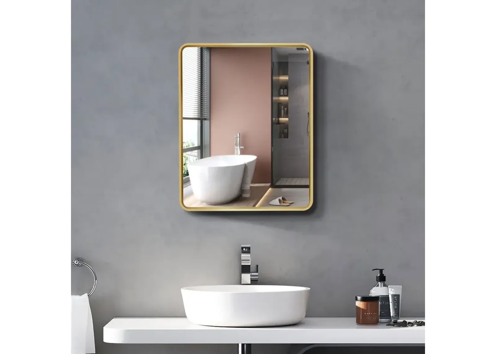 Metal Framed Wall Mount Or Recessed Bathroom Medicine Cabinet With Mirror