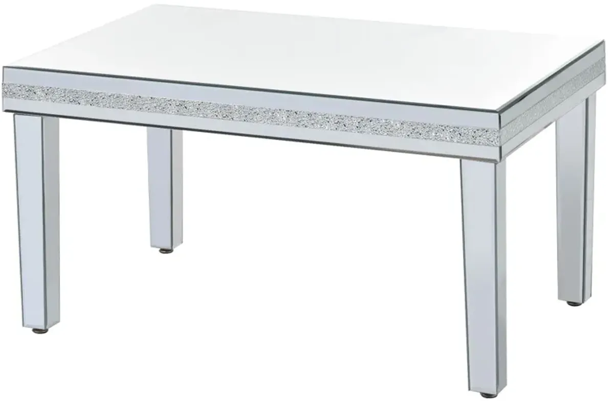 Fashionable Modern Glass MirroredTable With Crystal Design And Adjustable Height Legs