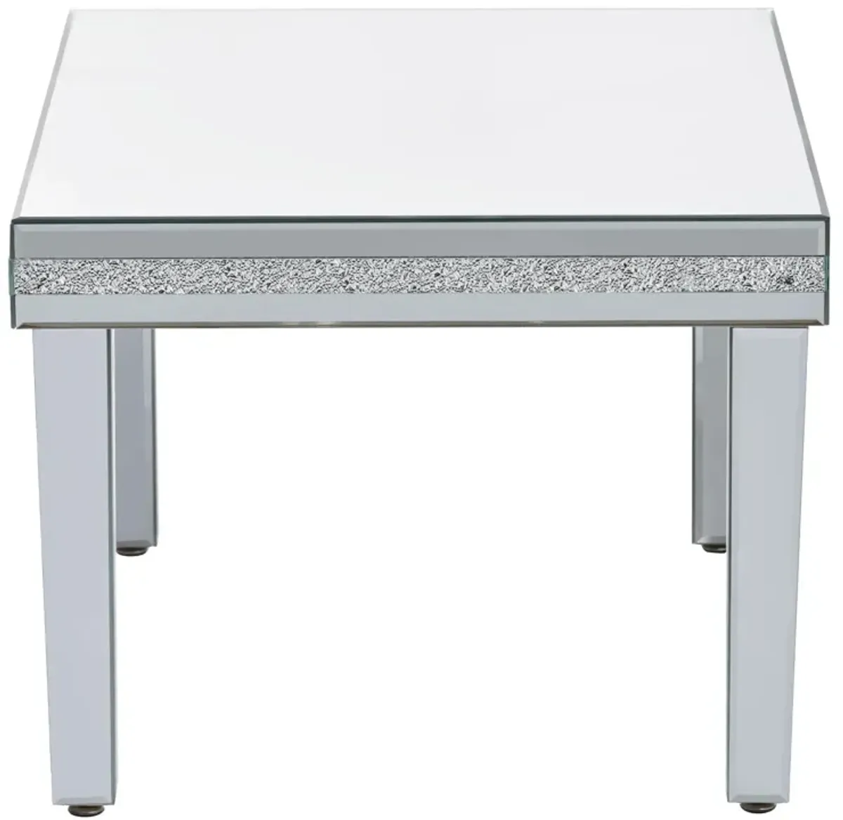 Fashionable Modern Glass MirroredTable With Crystal Design And Adjustable Height Legs