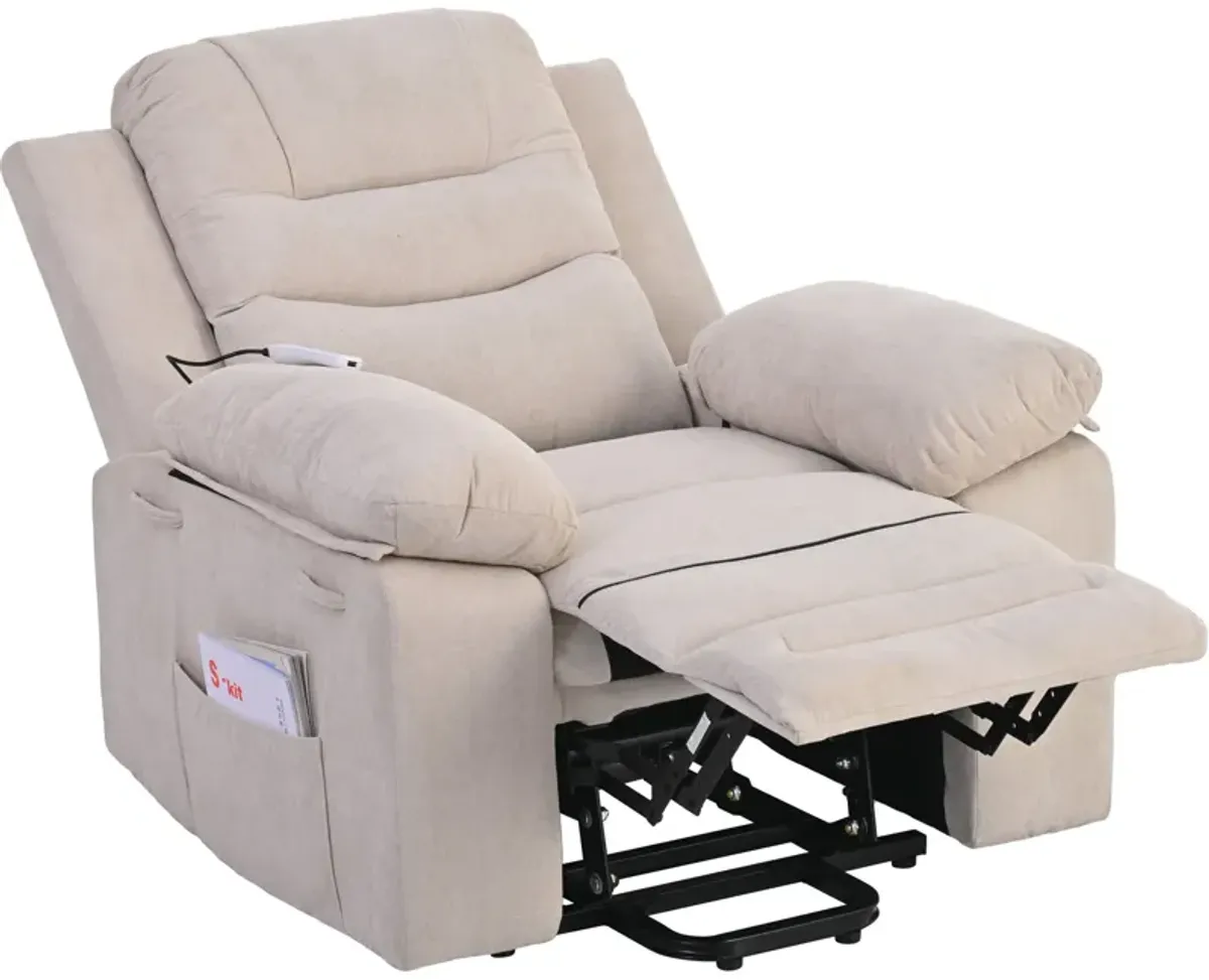 Massage Recliner, Power Lift Chair With Adjustable Massage And Heating Function, Recliner Chair With Infinite Position And Side Pocket For Living Room