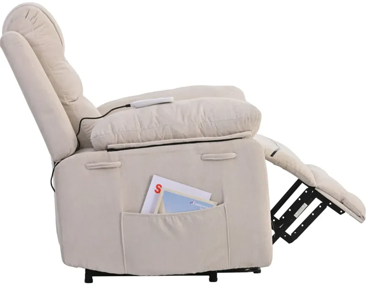 Massage Recliner, Power Lift Chair With Adjustable Massage And Heating Function, Recliner Chair With Infinite Position And Side Pocket For Living Room