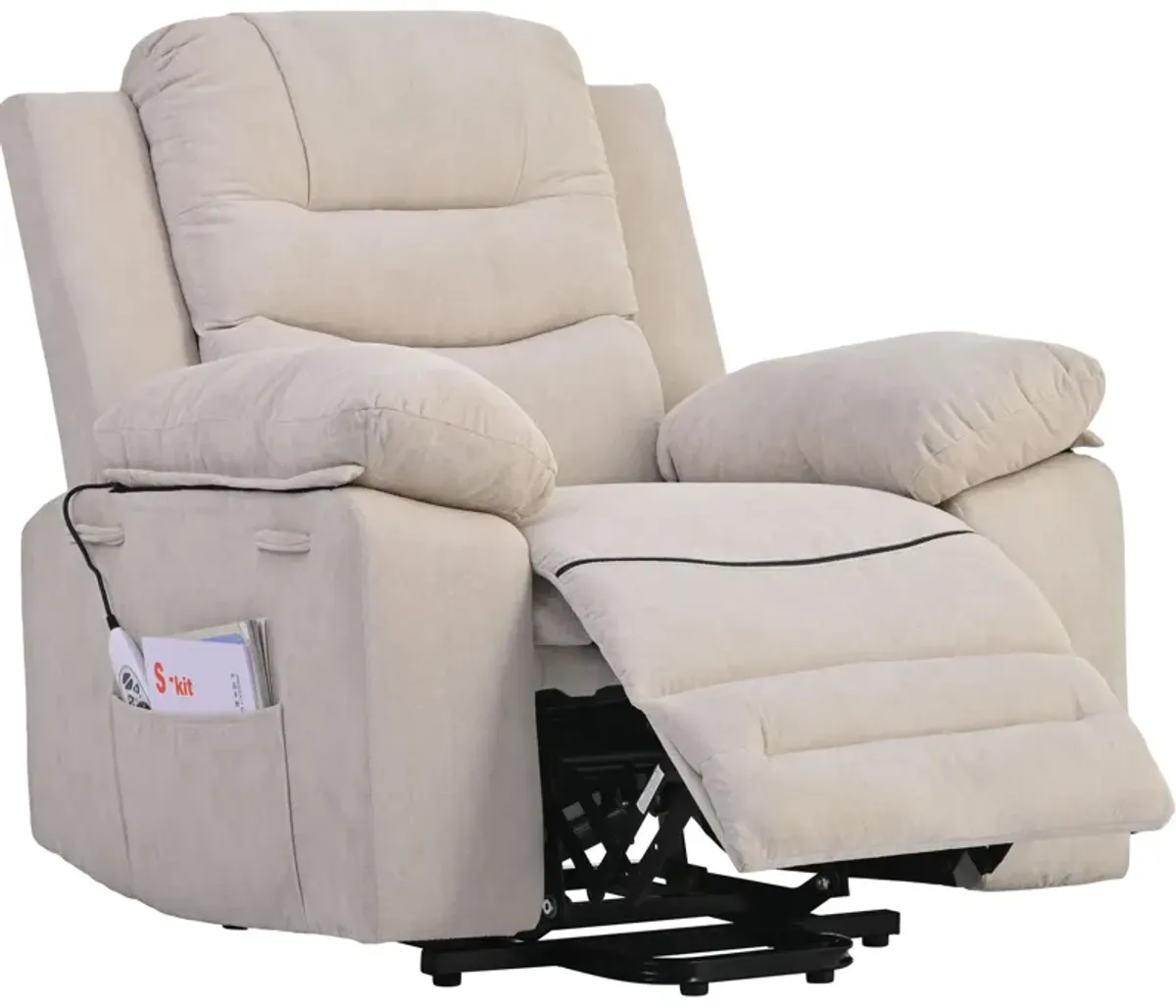 Massage Recliner, Power Lift Chair With Adjustable Massage And Heating Function, Recliner Chair With Infinite Position And Side Pocket For Living Room