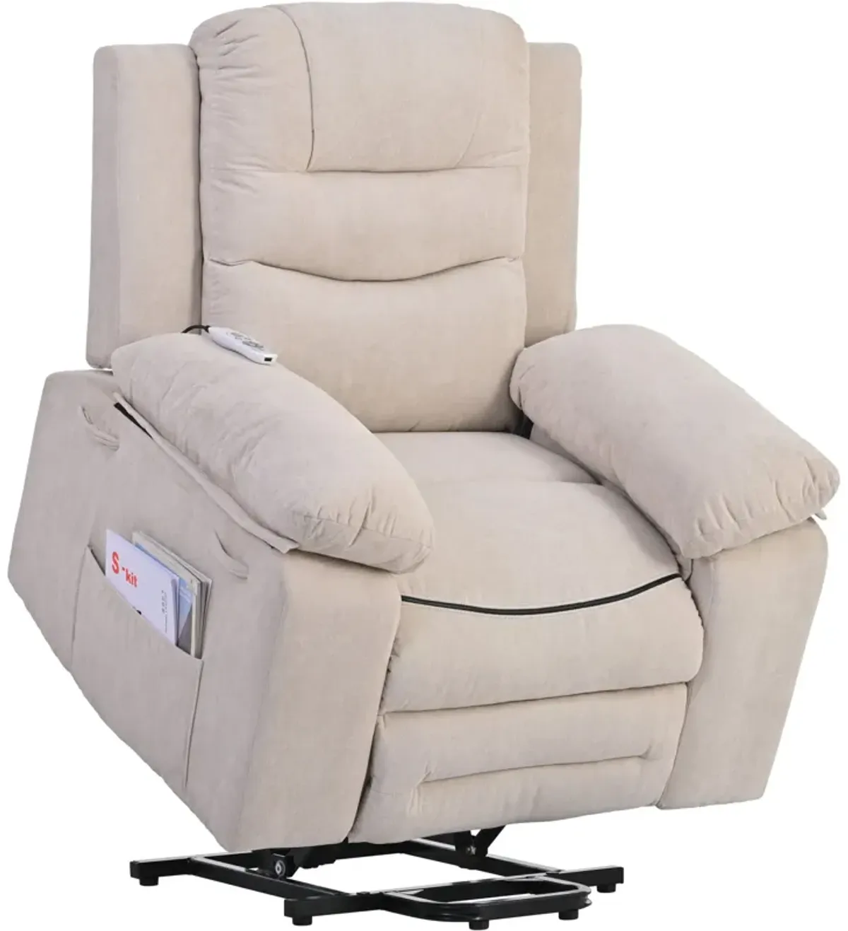 Massage Recliner, Power Lift Chair With Adjustable Massage And Heating Function, Recliner Chair With Infinite Position And Side Pocket For Living Room