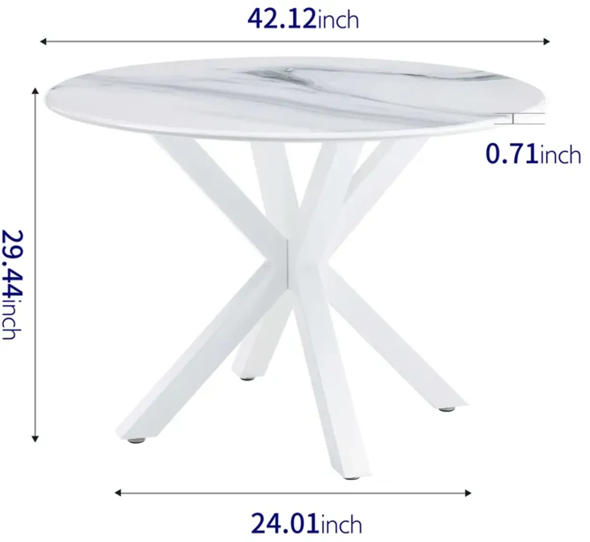 5 Pieces Dining Set, Table Cross Leg Mid-Century Dining Table For 4 - 6 People With Round Table Top, Pedestal Dining Table, End Table Leisure Coffee Table - White