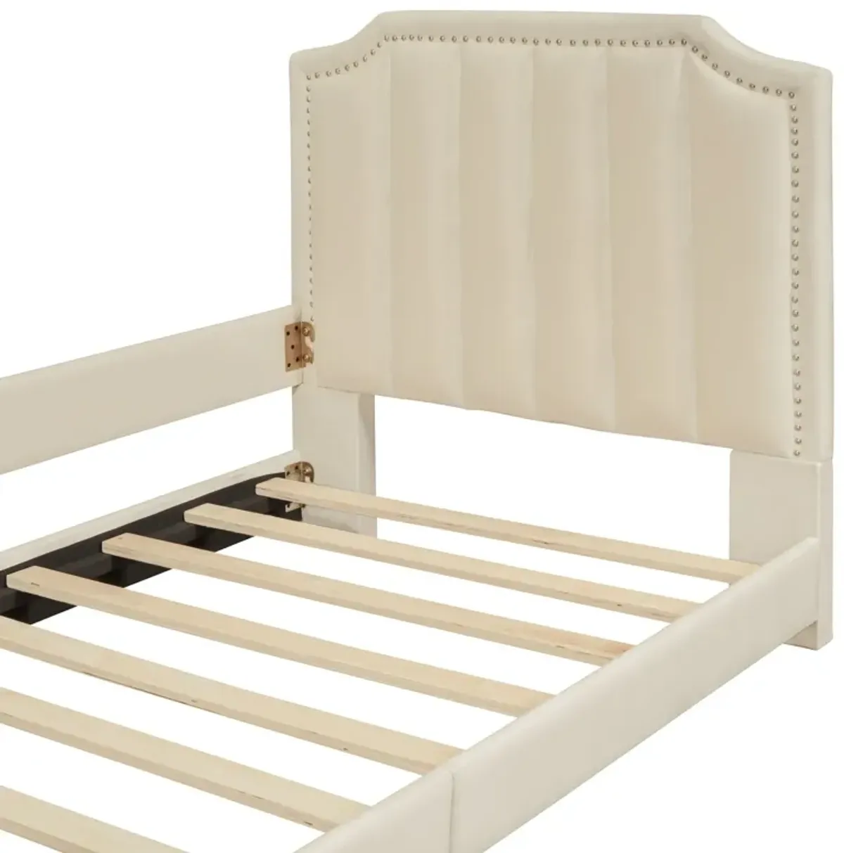 Upholstered Daybed With Classic Stripe Shaped Headboard