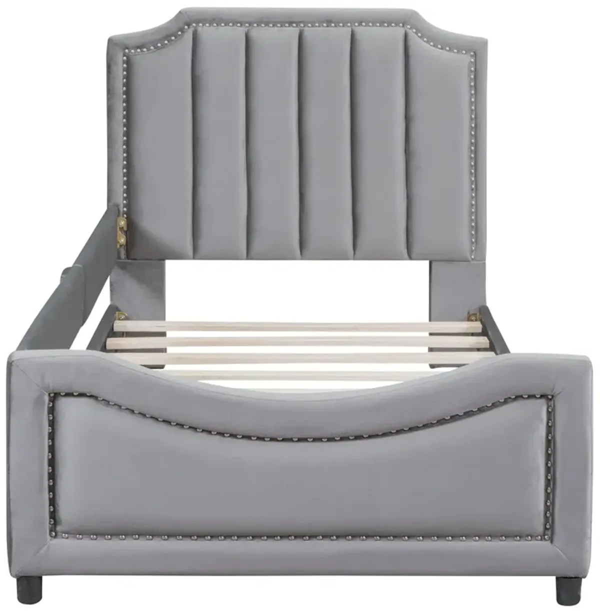 Upholstered Daybed With Classic Stripe Shaped Headboard