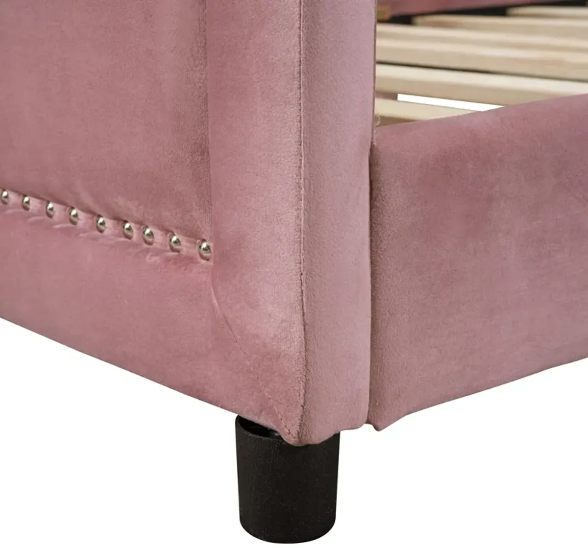 Upholstered Daybed With Classic Stripe Shaped Headboard