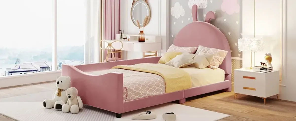 Upholstered Daybed With Rabbit Ear Shaped Headboard