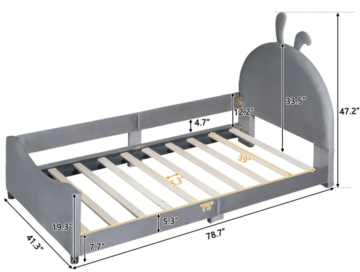 Upholstered Daybed With Rabbit Ear Shaped Headboard