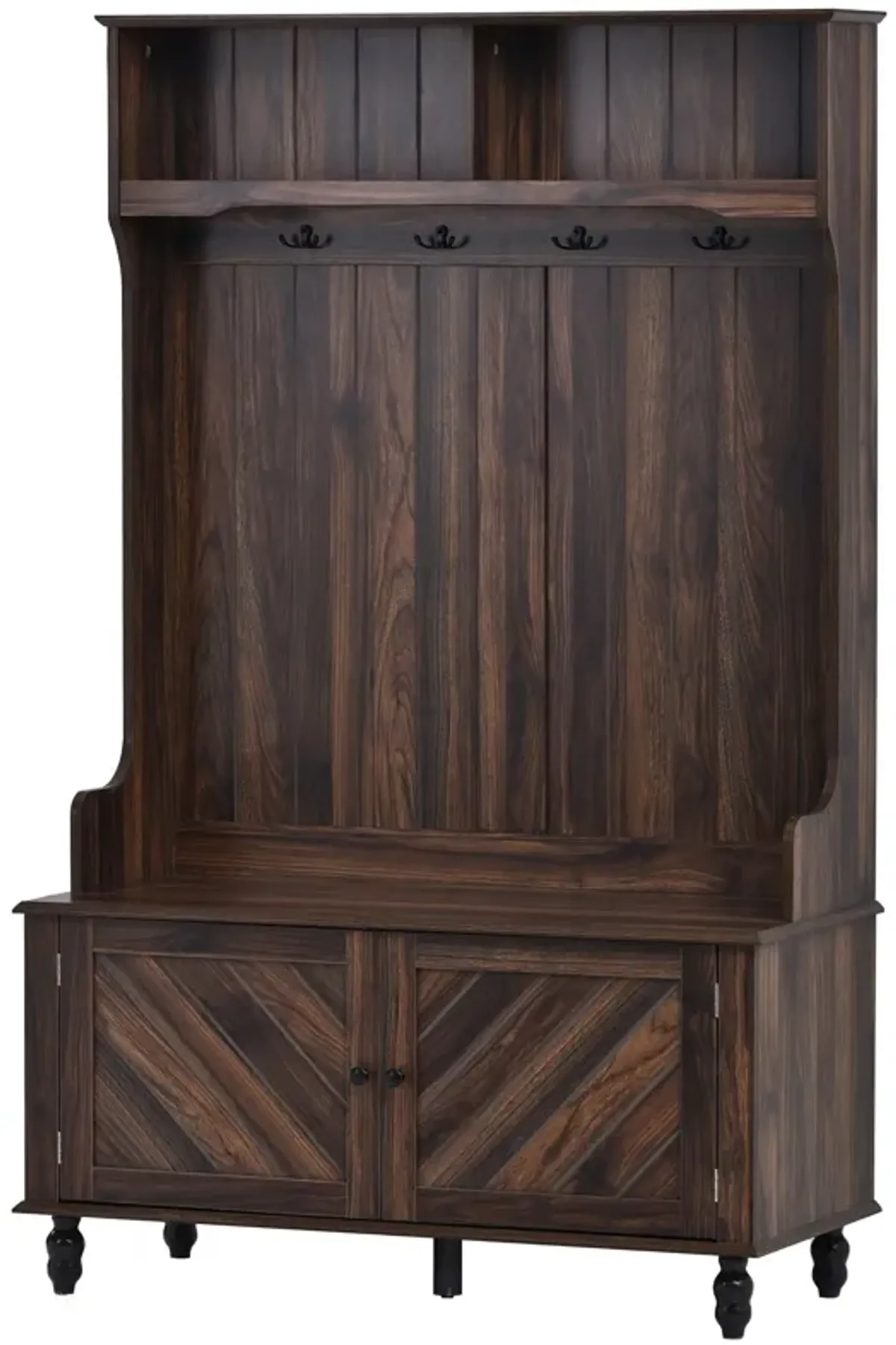 Hall Tree With 4 Hooks, Coat Hanger, Entryway Bench, Storage Bench, 3 In 1 Design, For Entrance, Hallway