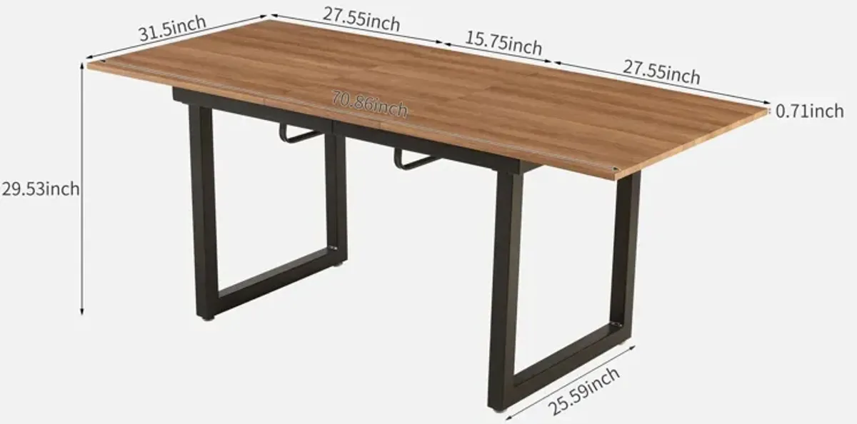 Square Extendable Dining Table With Metal Leg, Modern Space Saving Kitchen Table For Living Room