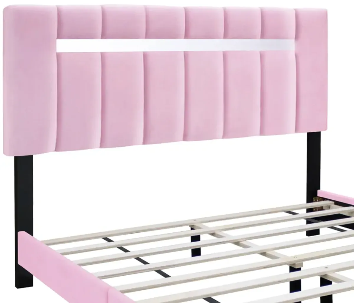 Queen Size Adjustable Upholstered Bed Frame Dark Velvet Collection Comfort And Simplicity