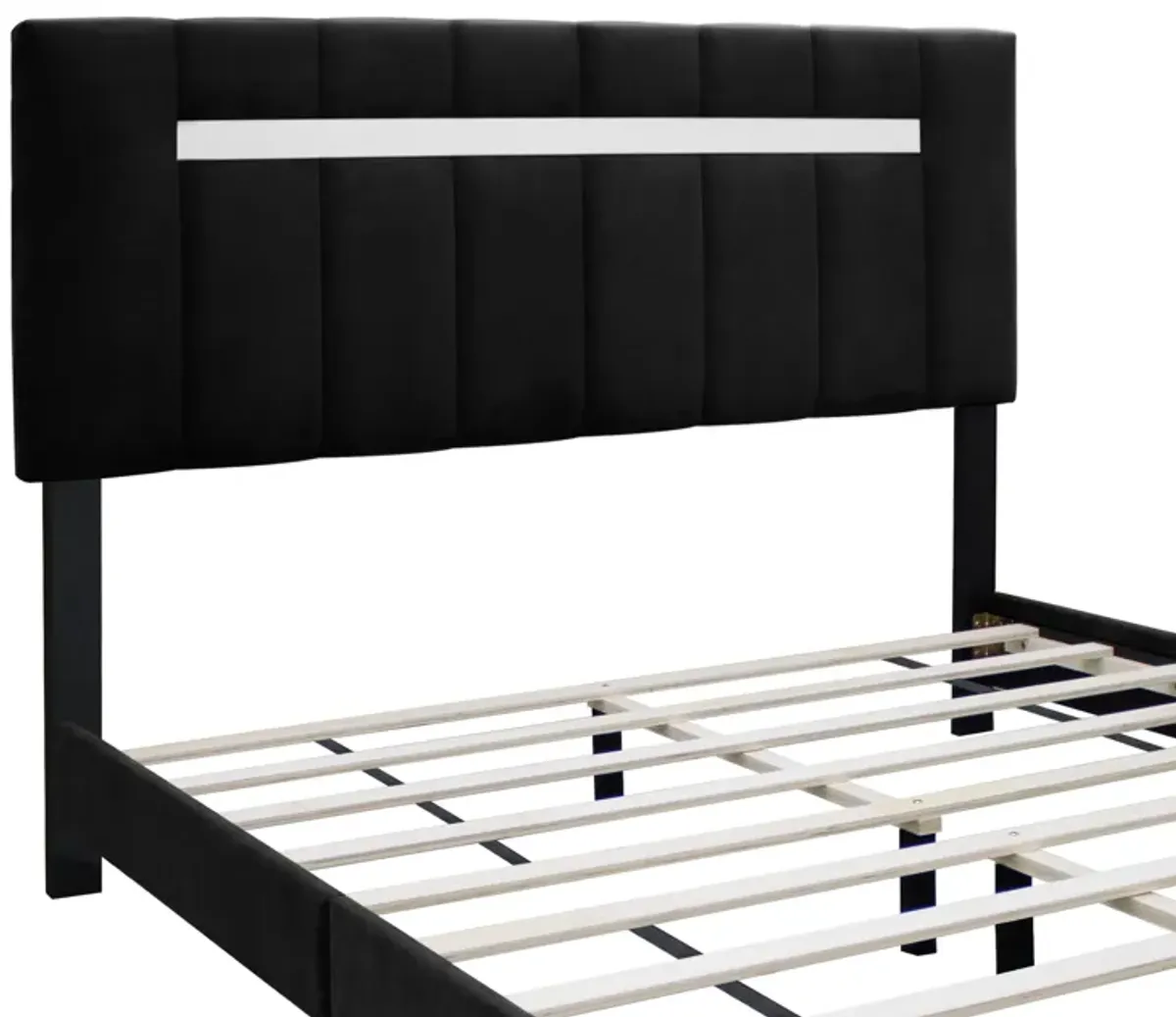 Queen Size Adjustable Upholstered Bed Frame Dark Velvet Collection Comfort And Simplicity