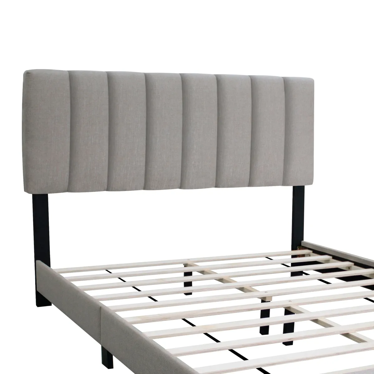 Queen Size Adjustable Headboard Upholstered Bed Frame The Combination Of Modern And Vintage Makes The Whole Visual Effect More Exquisite