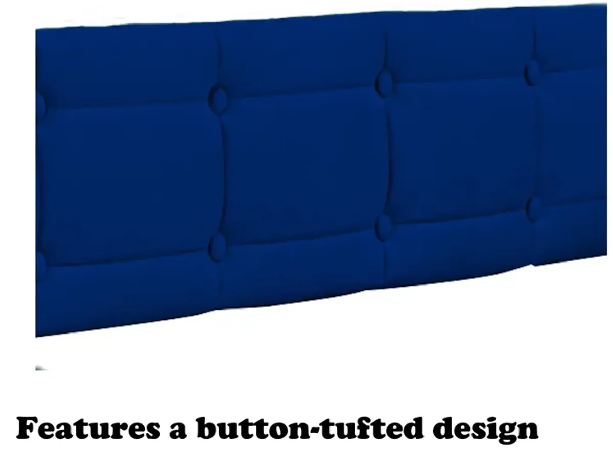 Upholstered Twin Size Daybed Bed Frame (Corner Bed) With Trundle, Velvet Fabric, Studding Design, No Box Spring Required