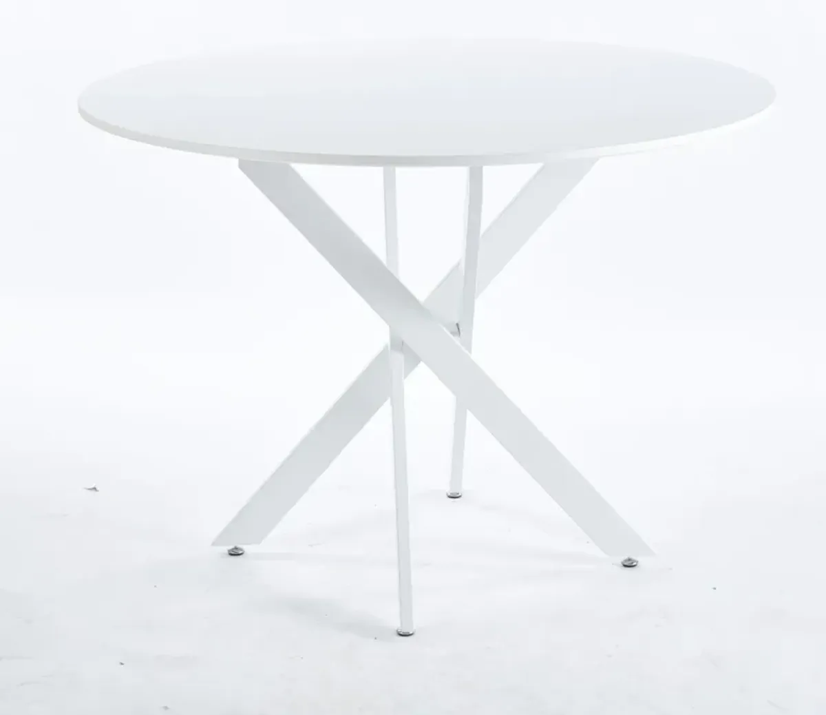 Mid-Century Dining Table For 4 - 6 People With Round MDF Table Top, Pedestal Dining Table, End Table Leisure Coffee Table, Cross Leg