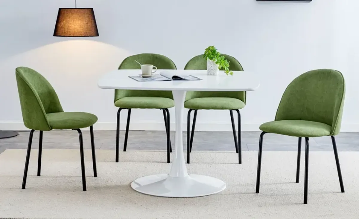 5 Pieces Dining Set, Table Metal Leg Mid-Century Dining Table For 4 - 6 People With MDF Table Top, Pedestal Dining Table, End Table Leisure Coffee Table - Army Green