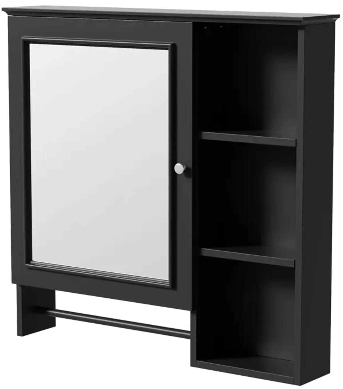 Wall Mounted Bathroom Storage Cabinet, Medicine Cabinets With Large Mirror Door, Adjustable Shelves And Three Open Storage Levels(Not Include Bathroom Vanity)