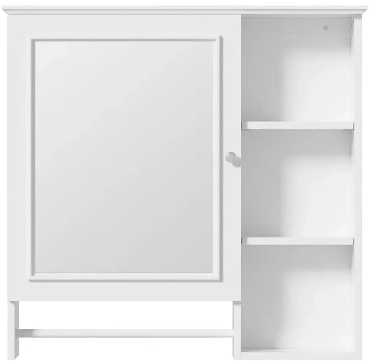 Wall Mounted Bathroom Storage Cabinet, Medicine Cabinets With Large Mirror Door, Adjustable Shelves And Three Open Storage Levels(Not Include Bathroom Vanity)