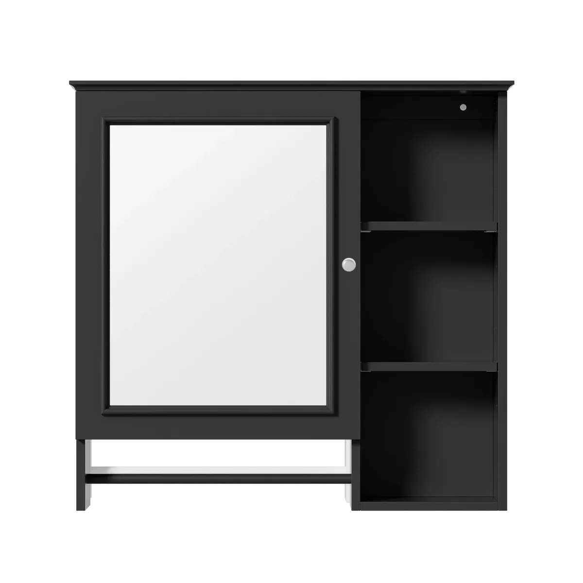 Wall Mounted Bathroom Storage Cabinet, Medicine Cabinets With Large Mirror Door, Adjustable Shelves And Three Open Storage Levels(Not Include Bathroom Vanity)