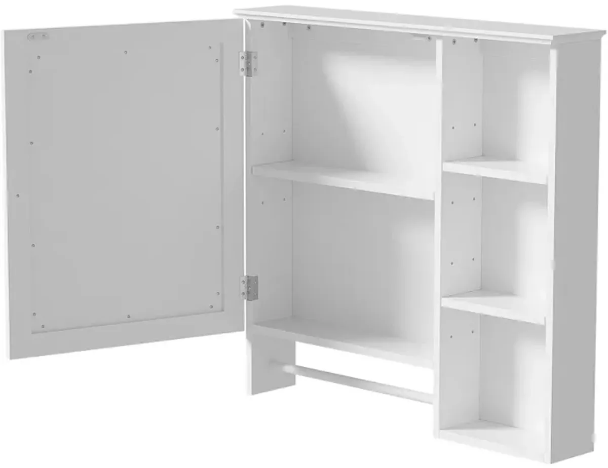 Wall Mounted Bathroom Storage Cabinet, Medicine Cabinets With Large Mirror Door, Adjustable Shelves And Three Open Storage Levels(Not Include Bathroom Vanity)