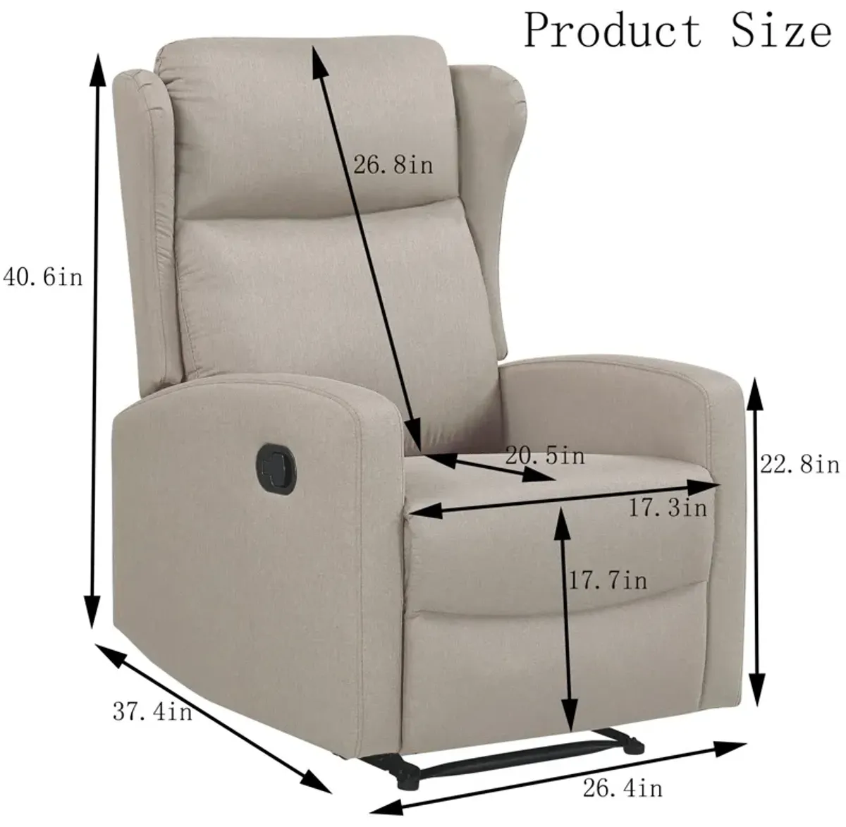 Rocking Recliner Chair For Living Room, Adjustable Modern Recliner Chair, Recliner Sofa With Lumbar Support, Classic And Traditional Recliner Chair With Comfortable Arm And Back Sofa - Light Gray