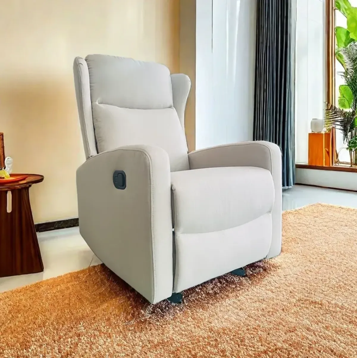 Rocking Recliner Chair For Living Room, Adjustable Modern Recliner Chair, Recliner Sofa With Lumbar Support, Classic And Traditional Recliner Chair With Comfortable Arm And Back Sofa - Light Gray