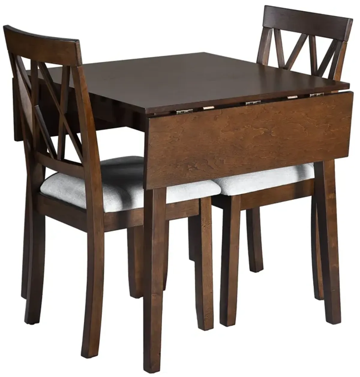 3 Piece Kitchen Dining Set With Drop Leaf Dining Table And 2 Dining Upholstered Chairs, Dining Room Set For Small Places - Brown