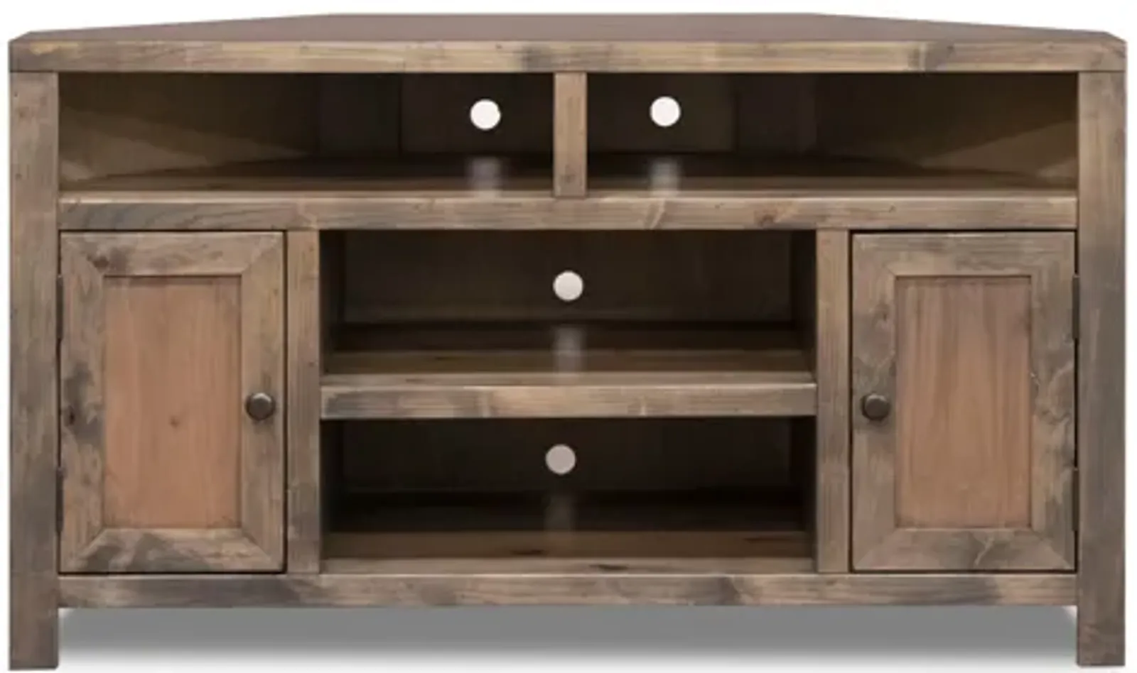 Joshua Creek - Corner TV Stand For TVs Up To - Barnwood