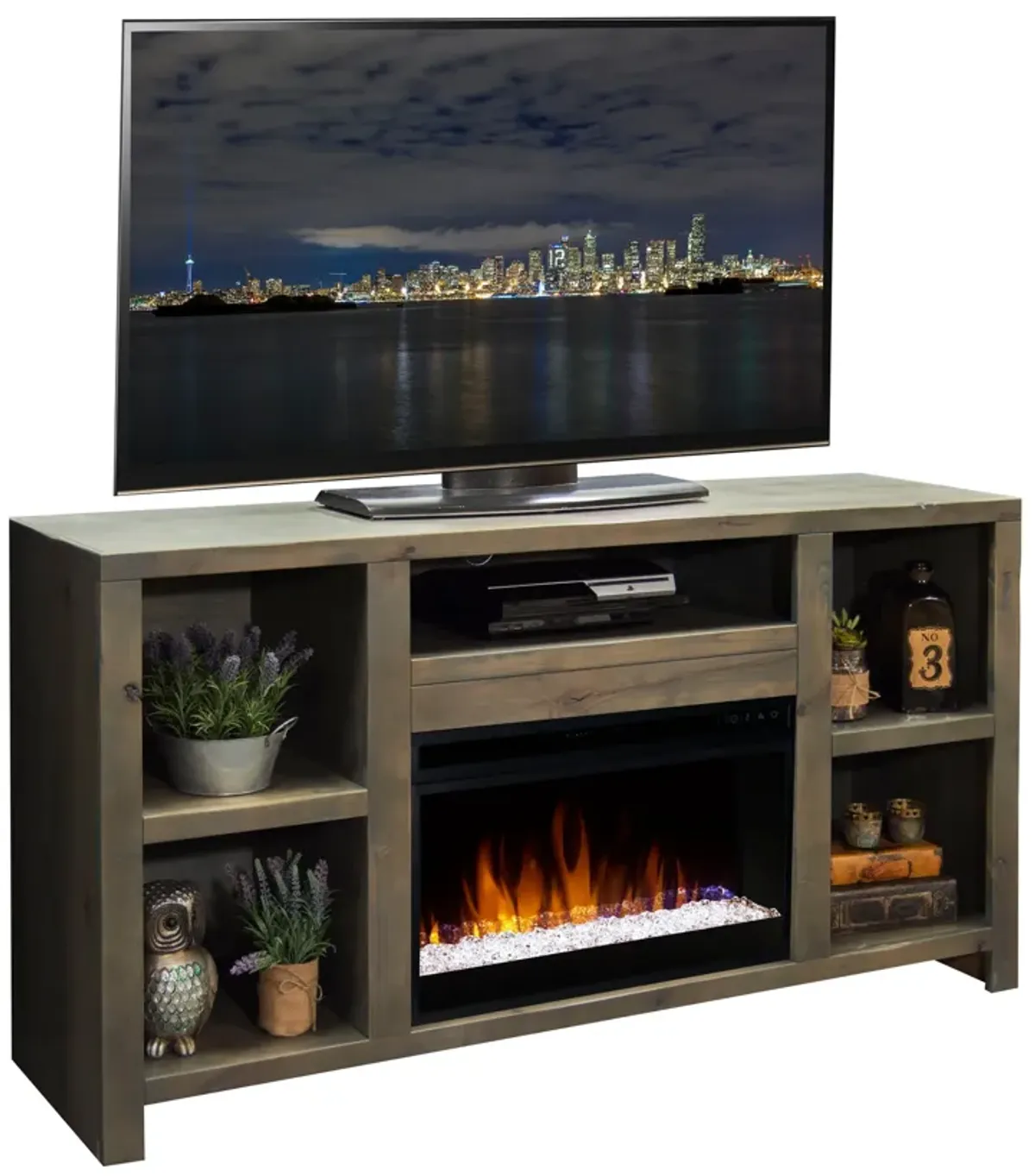 Joshua Creek - Electric Fireplace TV Stand For TVs Up To 70" - Barnwood