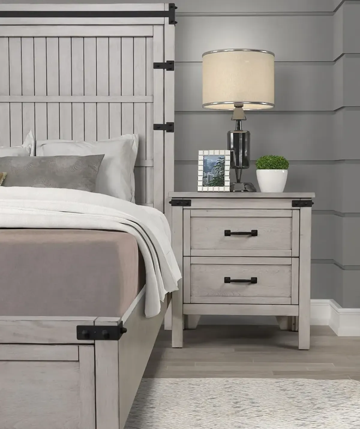 Alexandria - Nightstand, Mountain Mist Finish - Gray