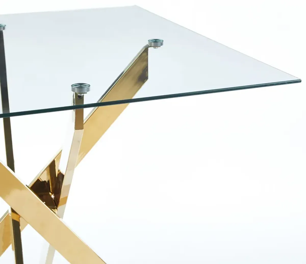 Dining Table With Cross Metal Leg And Tempered Glass, Modern Space Saving Kitchen Table For Living Room Legs, Square Table