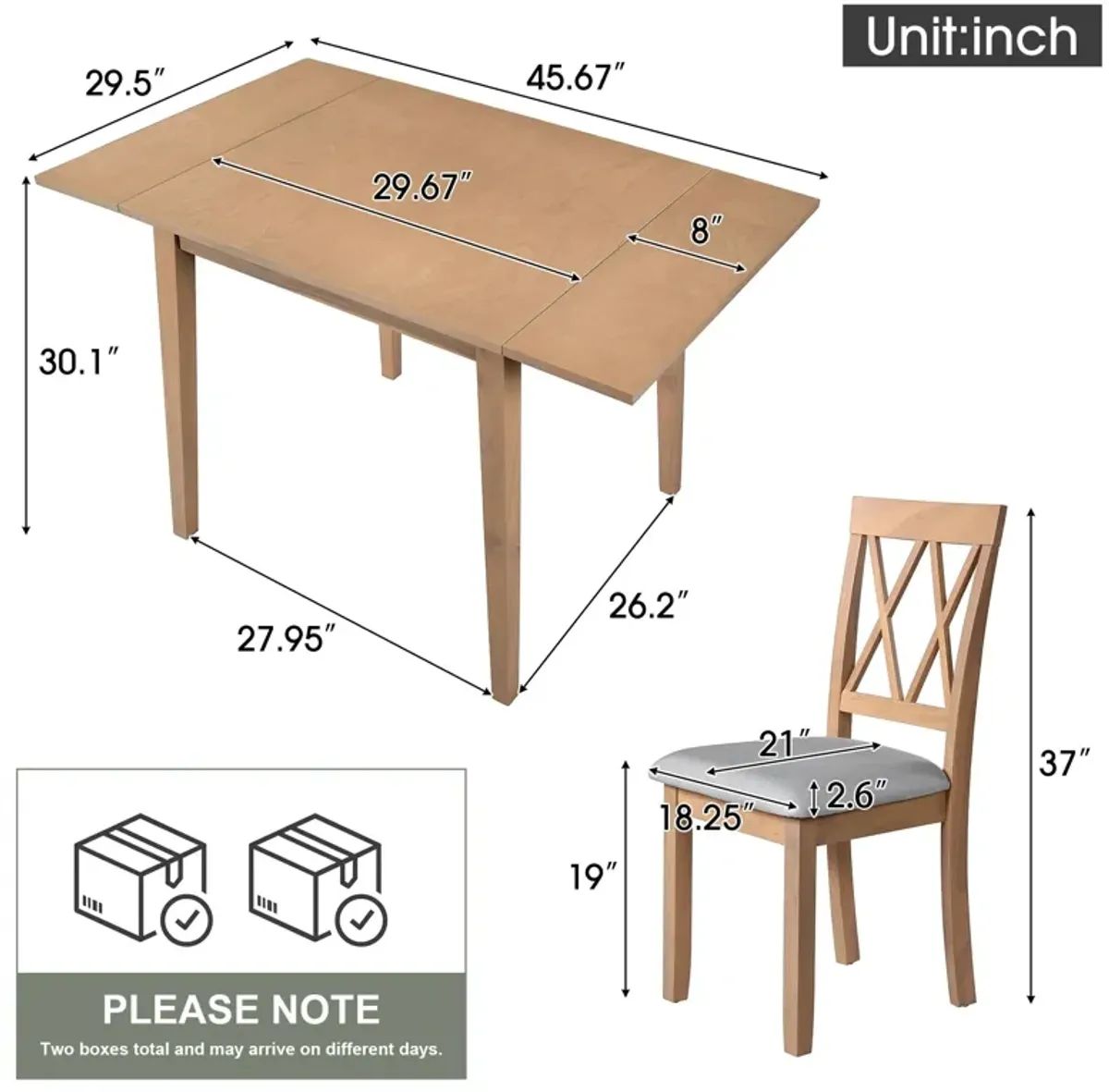 3 Piece Kitchen Dining Set With Drop Leaf Dining Table And 2 Dining Upholstered Chairs, Dining Room Set For Small Places