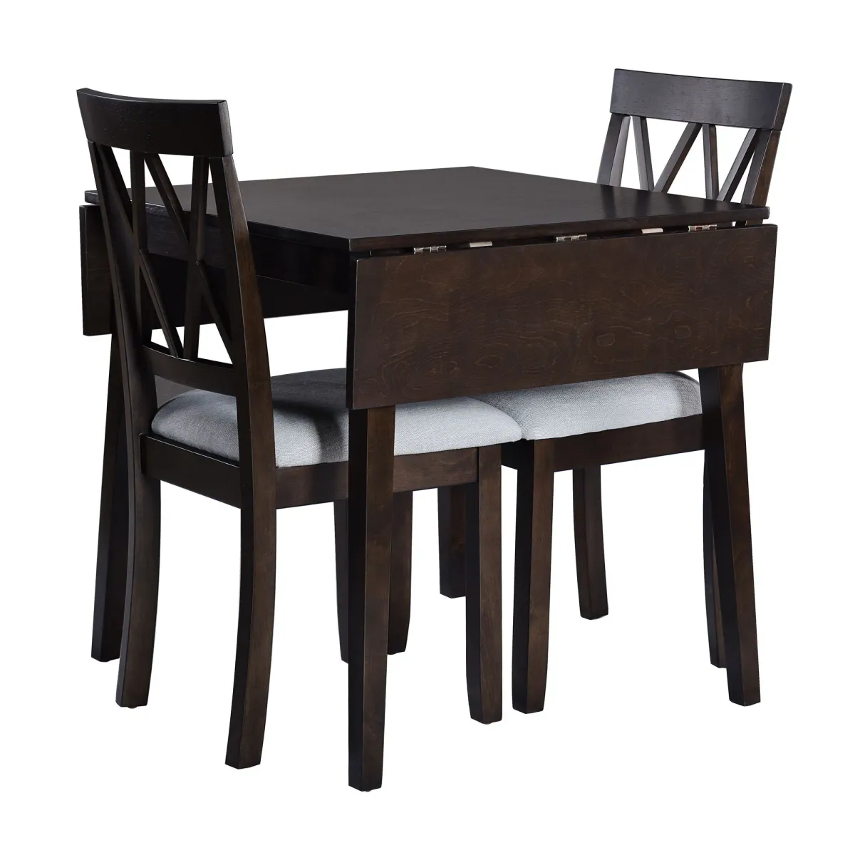 3 Piece Kitchen Dining Set With Drop Leaf Dining Table And 2 Dining Upholstered Chairs, Dining Room Set For Small Places