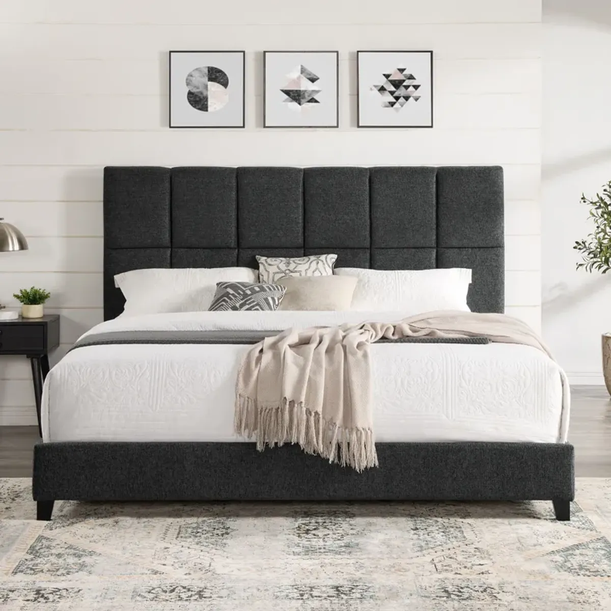 Squares Upholstered Platform Bed