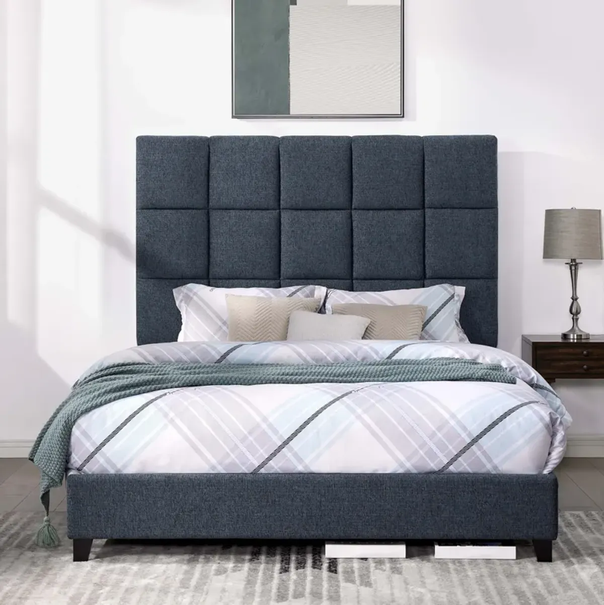 Squares Upholstered Platform Bed