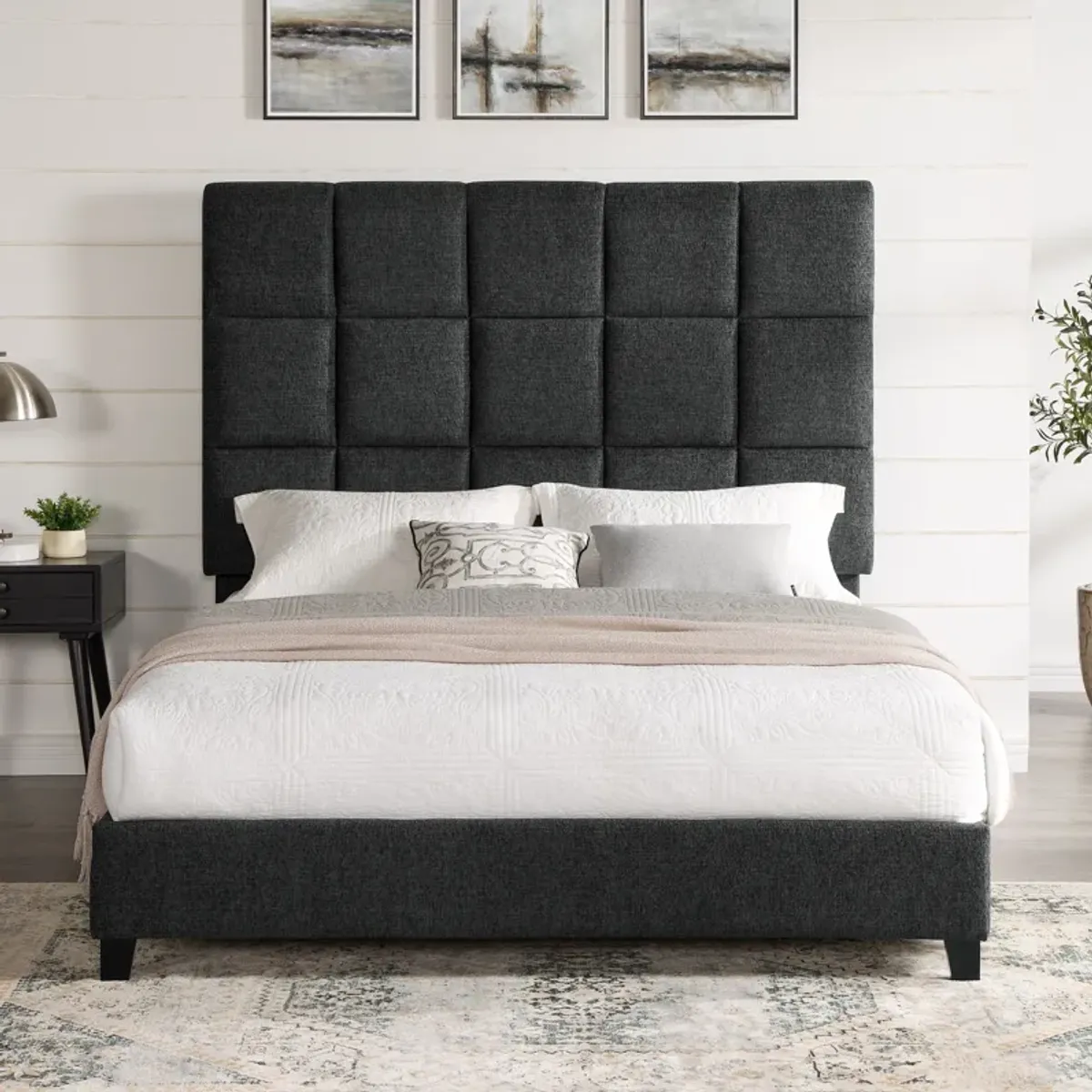 Squares Upholstered Platform Bed