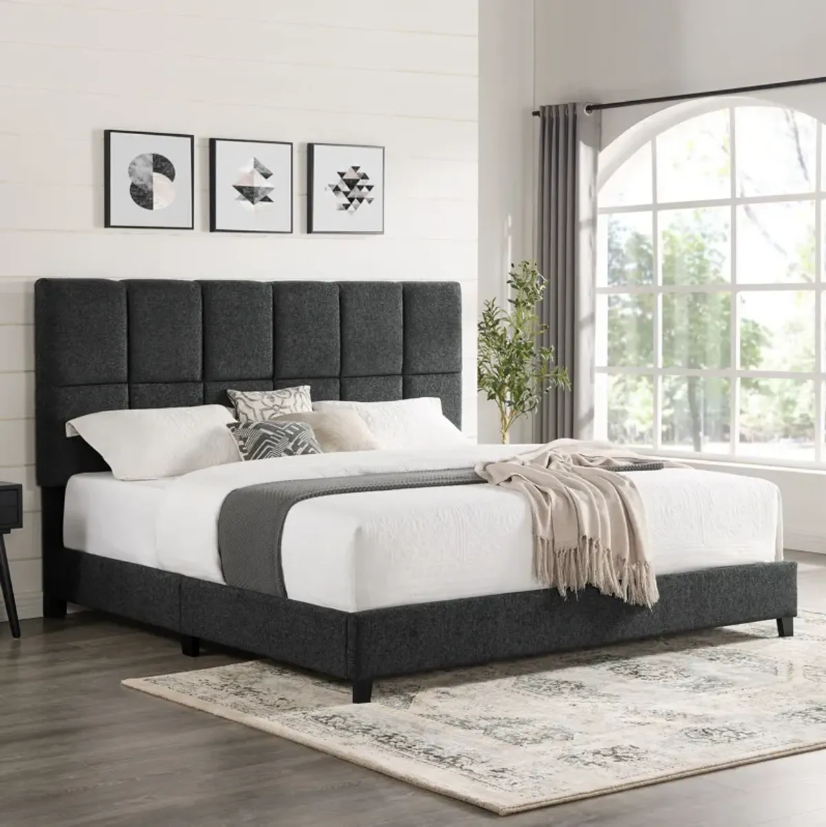 Squares Upholstered Platform Bed