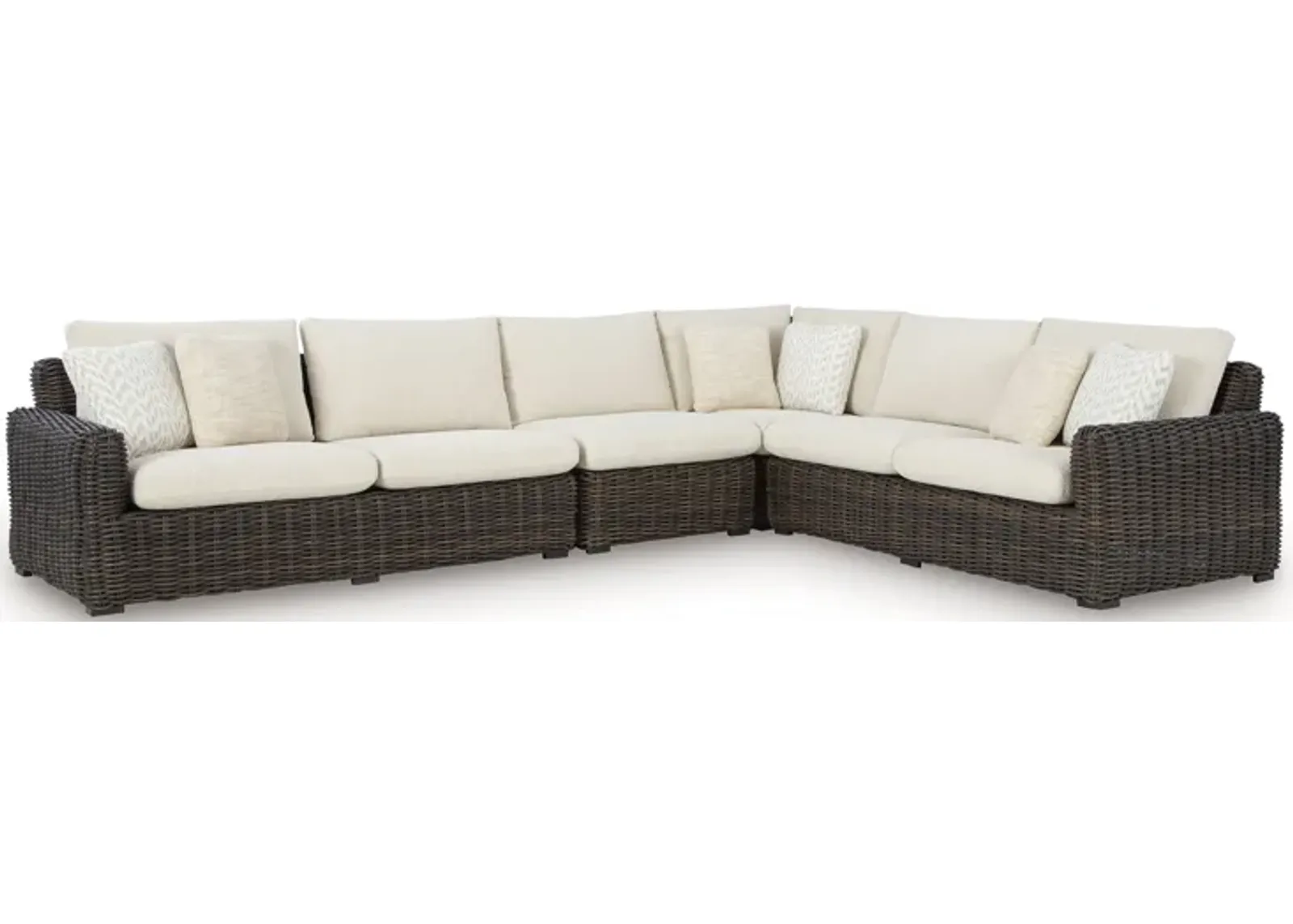 Kimora - Beige / Dark Brown - 4-Piece Outdoor Sectional