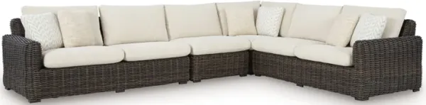 Kimora - Beige / Dark Brown - 4-Piece Outdoor Sectional