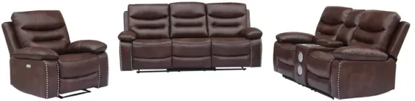 3 Piece Living Room Set: Power Reclining Sofa, Power Reclining Chair, Stationary Loveseat