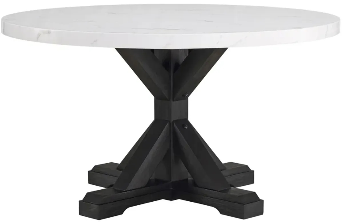 Vance - Faux Marble Dining Table - White & Charcoal