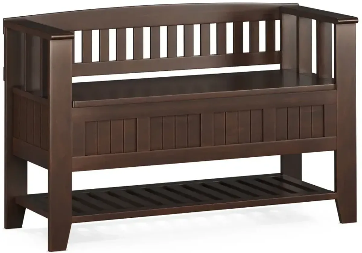 Acadian - Entryway Storage Bench With Shelf - Brown