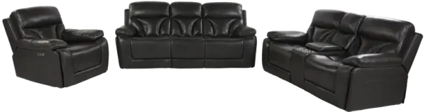 3 Piece Living Room Set: Power Reclining Sofa, Power Reclining Chair, Stationary Loveseat