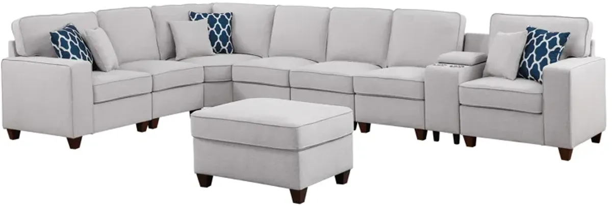 Jessica - Sectional Sofa With Ottoman - Light Gray