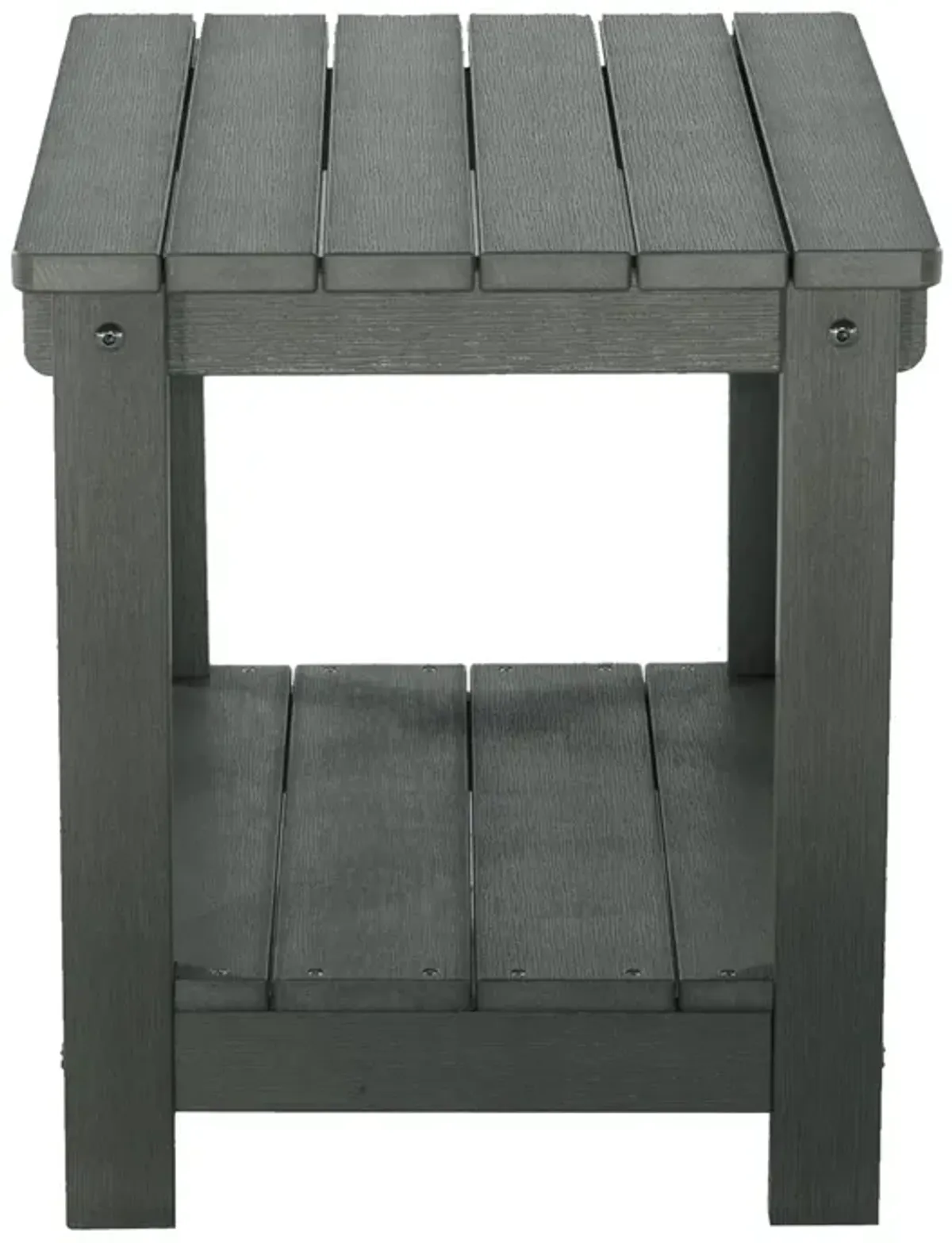 Key West - Weather Resistant Outdoor Indoor Plastic Wood End Table, Patio Rectangular Side Table - Gray