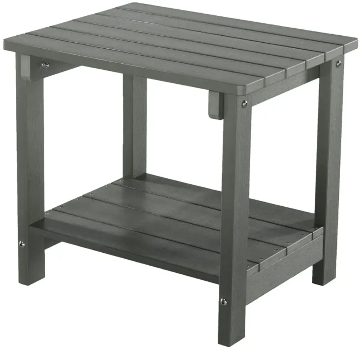 Key West - Weather Resistant Outdoor Indoor Plastic Wood End Table, Patio Rectangular Side Table - Gray