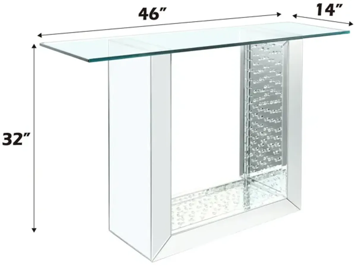 Nysa - Glam Mirrored / Faux Crystal Console Table - Silver / Clear