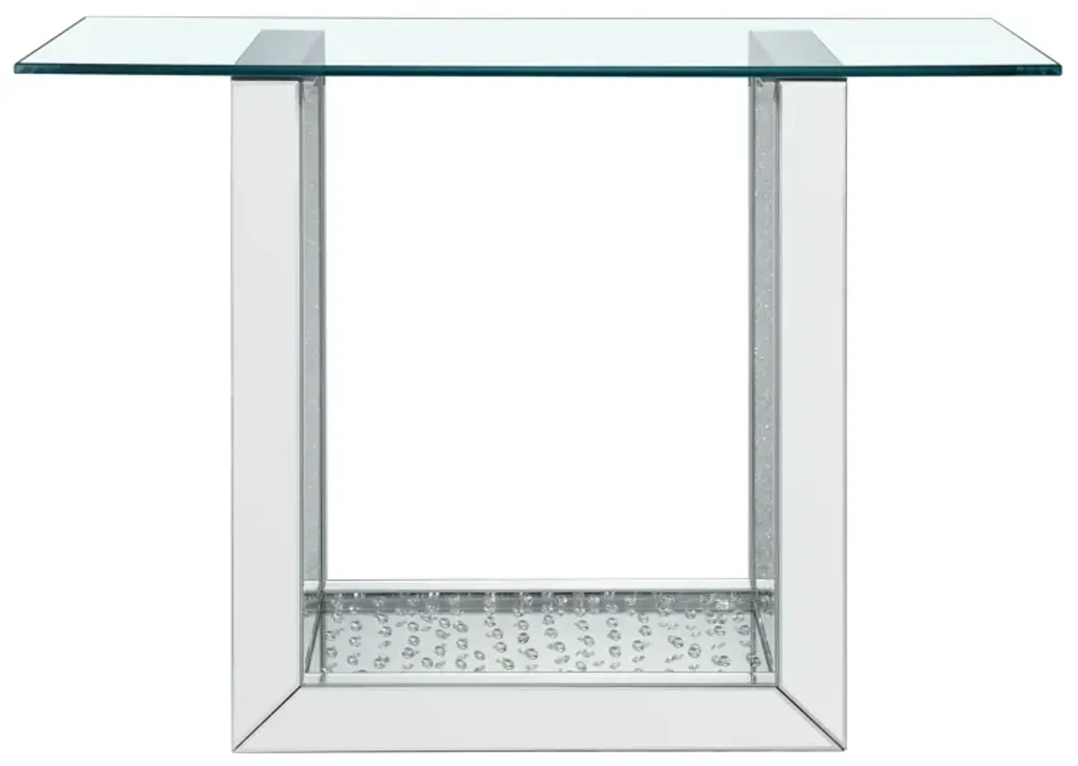 Nysa - Glam Mirrored / Faux Crystal Console Table - Silver / Clear